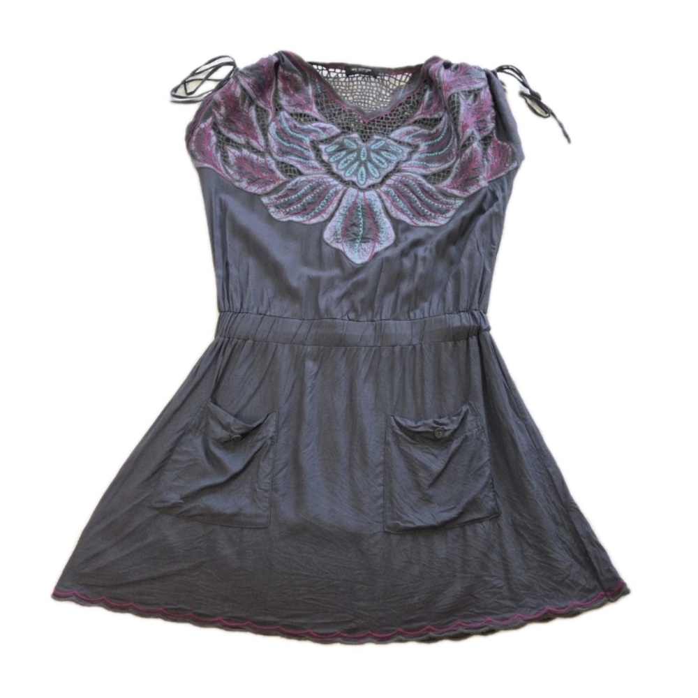 MM Couture by Miss Me Embroidered Mini Dress Ladder Lace Size Large